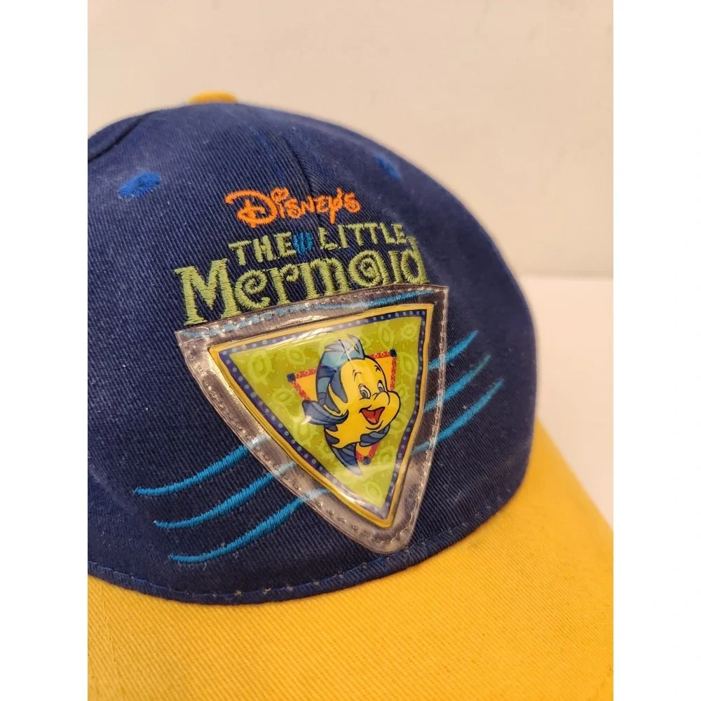 Vtg 90's The Little Mermaid Disney On Ice Flounder Snapback Cap Hat Youth Blue
